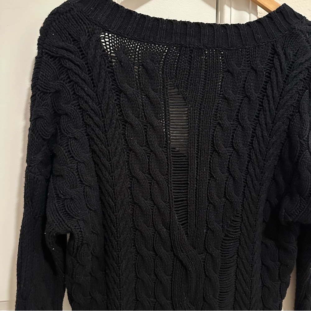 Express Black Ripped V-Neck Oversized Sweater Size S - Picture 7 of 8